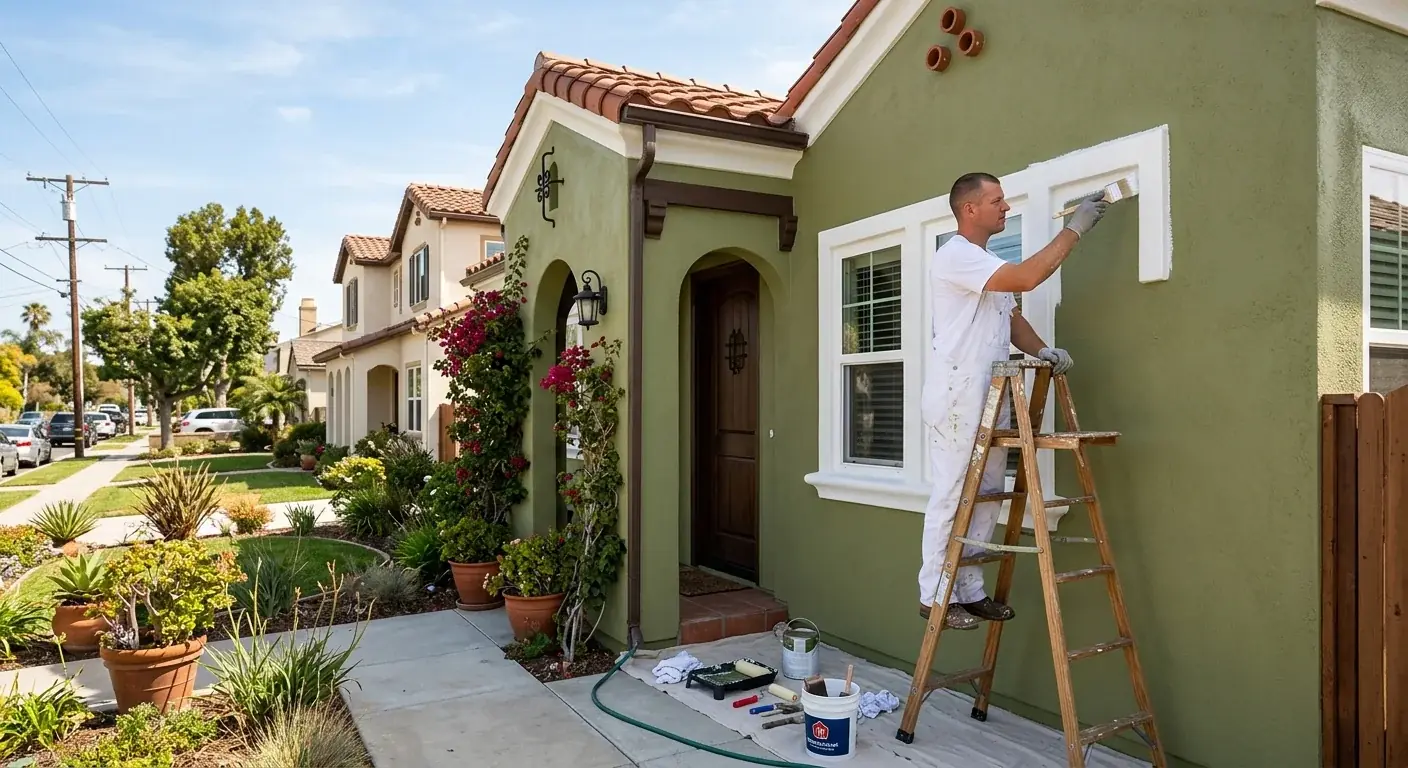 A South Bay single-story home with fresh exterior paint, representative of the older housing stock in National City, CA.