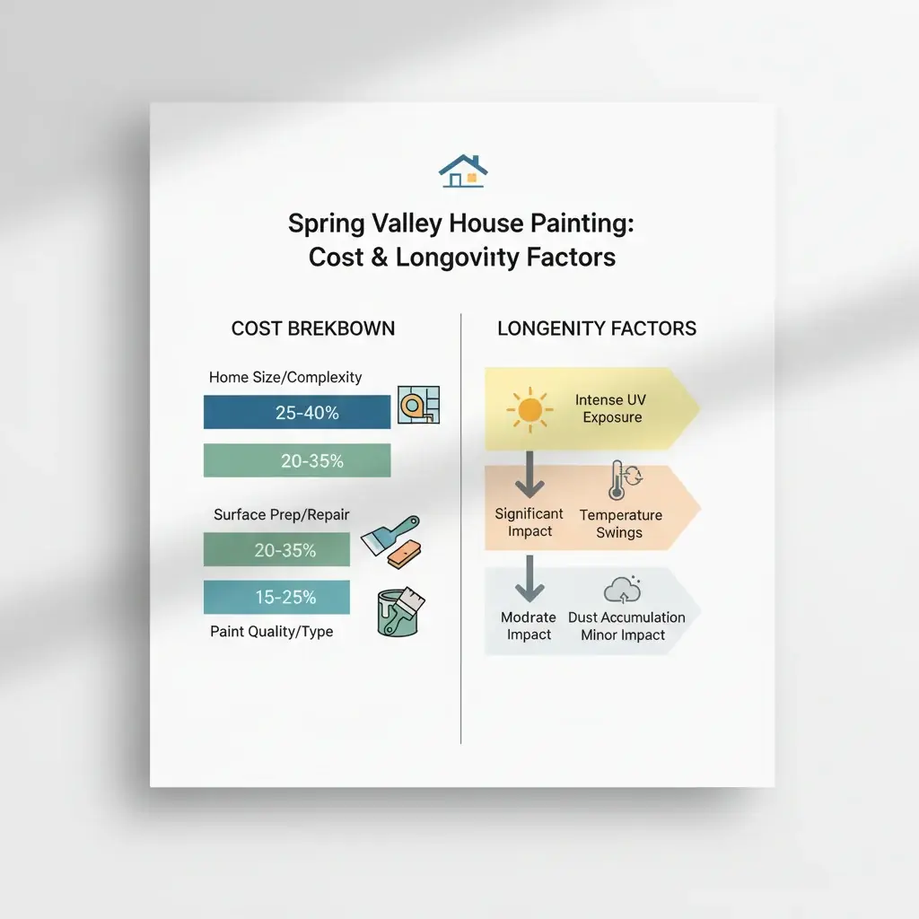 Infographic showing painting cost factors for Bonita homes including home size, paint grade, two-story access, and horse-property considerations.